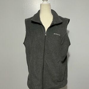 Columbia Women's Dark Grey Fleece Full Zip Vest with Pockets Size XL